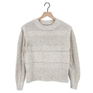 Loft Women's Stitchy Cable Sweater Grey Size Small